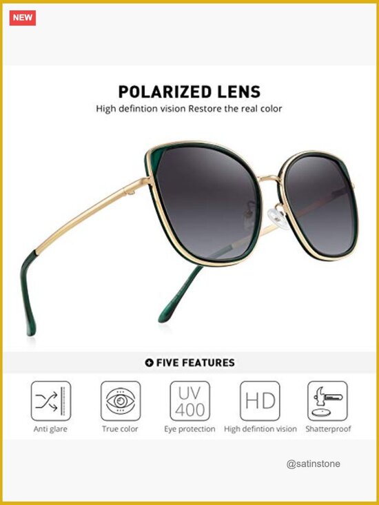 Cat Eye Polarized Sunglasses UV400 Lightweight Metal Frames main image 4